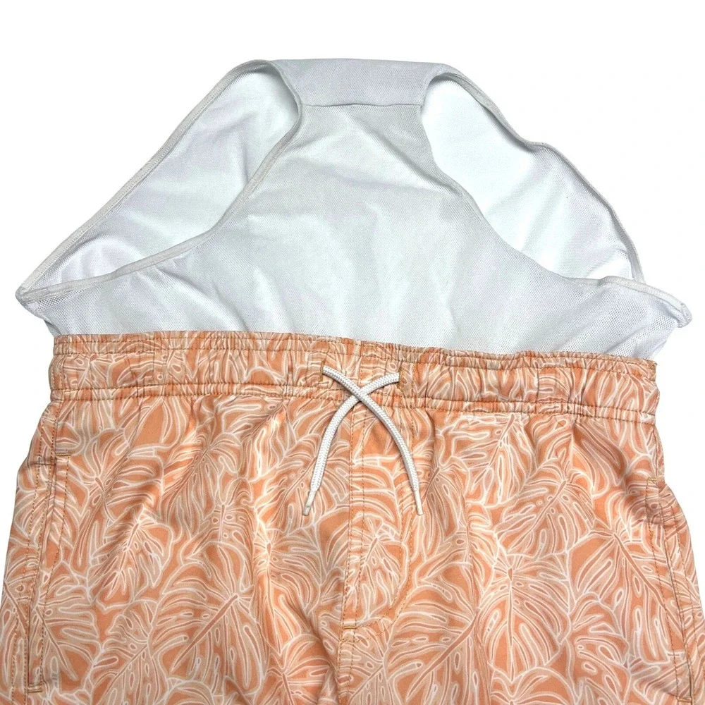 Southern Tide Orange‎ Palm Print Swim Trunks Men's Large UPF 50 Beach Quick Dry